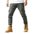 thumbnail image 1 of Mens Cargo Pants, Casual Mens Fleece Relaxed Fit Men's Work Pants Pantalones Mens Sweatpants Ripstop Mens Cargo Work Pants Loose Fit Pantalones Para L Gray, 1 of 4