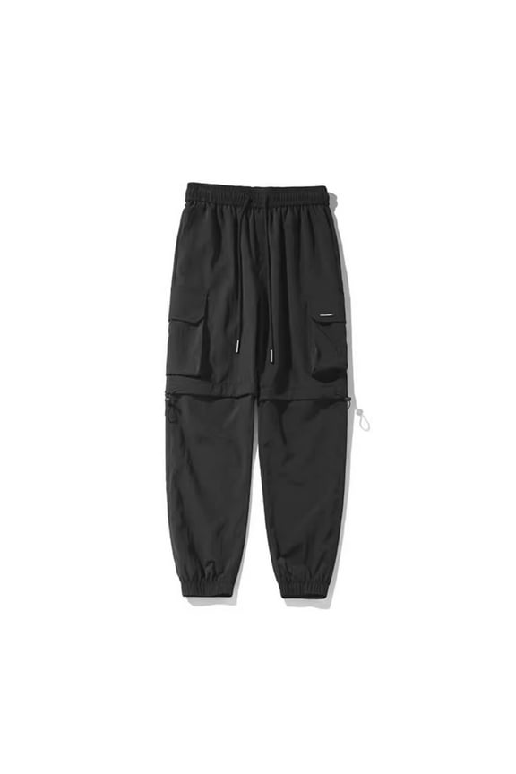 Mens Cargo Pants Convertible Outdoor Windproof Quick Dry Hiking Camping Casual Loose Work Trousers Black XL