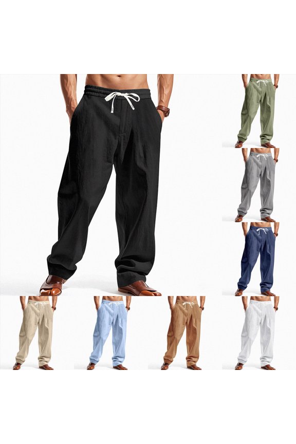 Mens Cargo Pants Cotton Relaxed Fit Casual Pants with Multi-Pockets for Men Fall Winter Pants ,M-Light Blue