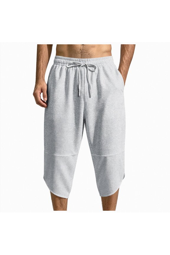 Mens Cargo Pants Drawstring Relaxed Fit Pants Stretch Elastic Waist Work Outdoor Casual Pants with Pockets ,S-Light Gray