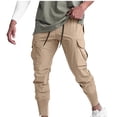 thumbnail image 1 of Mens Cargo Pants Elastic Tight Fitting Ankle Trousers Casual Sports Breathable Joggers Pant Solid Color Workout Exercise Long Pant Waist Drawstring Regular Work Pants, 1 of 3