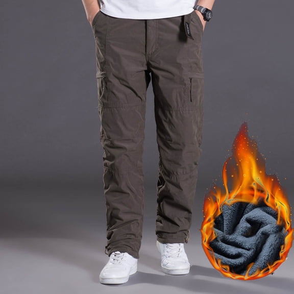 Mens Cargo Pants Elastic Waist Casual Jogger Yoga Pants Fashion Casual Solid Color Cargo Zipper Pockets Elastic Waist Full Length Pants