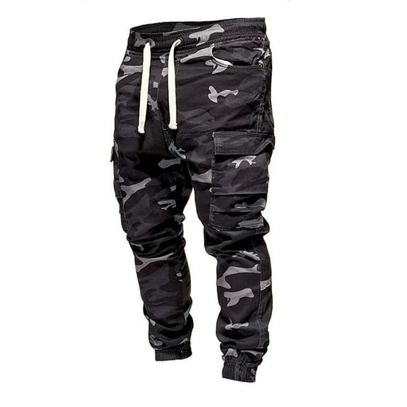 Mens Cargo Pants Fit Lightweight Elastic Waist Drawstring Pockets Men'S Jeans Autumn And Winter,Black,XL