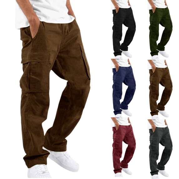 Mens Cargo Pants Hiking Casual Summer Tactical Pants Jogger Relaxed Fit Travel Trousers Pants, M