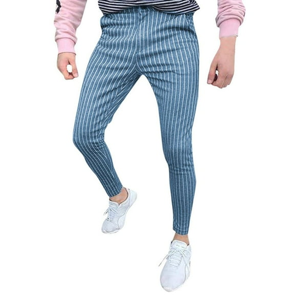 Mens Cargo Pants Men's Casual Slim Fit Skinny Business Formal Suit Dress Pants Slacks Trousers Hiking Pants Men Blue L