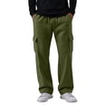 thumbnail image 1 of Mens Cargo Pants Open Bottom Fleece Sweatpants Relaxed Fit Drawstring Elastic Waist Joggers Running Workout Gym Pants, 1 of 6