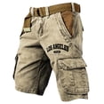 thumbnail image 1 of Mens Cargo Pants Outdoor Activities Comfortable Casual Work Hiking Summer Fall Letter Print Shorts Khaki XL, 1 of 2