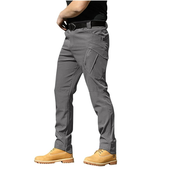 Mens Cargo Pants Pants Pocket Water Ripstop Hiking Pants Lightweight Cargo Fishing Military Pants Pantalones Para Hombre Gray M