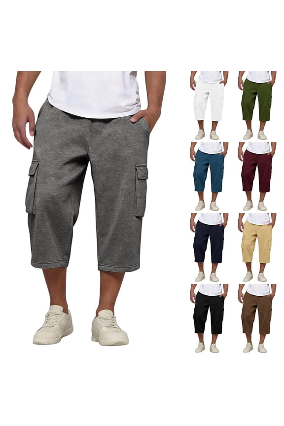 Mens Cargo Pants with Pockets, Relaxed Fit Stretch Baggy Lightweight Pants, Elastic Waist Pull-on Casual Trousers Ideal for Work, Holiday & Leisure Xxl Gray