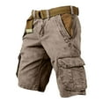 thumbnail image 1 of Mens Cargo Pants Relaxed Fit Casual Cropped Pants Solid Color Straight Leg Lightweight Streetwear Trousers Spring Beige L, 1 of 2