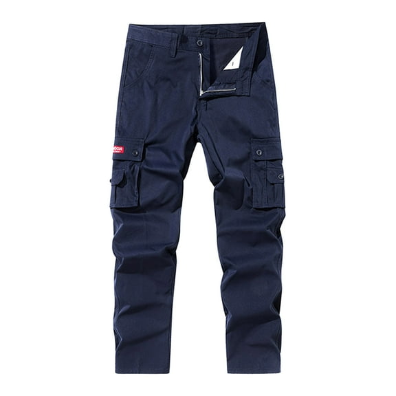 Mens Cargo Pants Relaxed Fit Casual Tactical Pants Utility Multi Pocket Straight Leg Durable Street Style Outdoor Work Dark Blue S