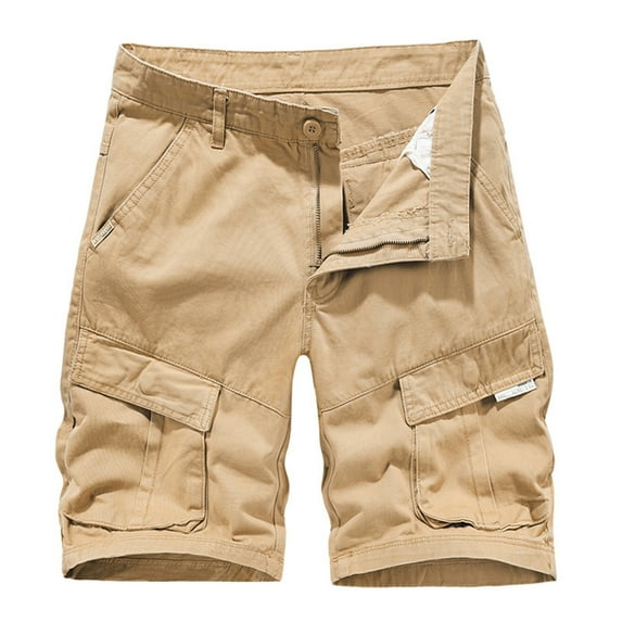 Mens Cargo Pants Relaxed Fit Men Summer Casual Breathable Cargo Shorts Outdoor Fashion Five Point Loose Pants Workout Pants for Men Khaki 34