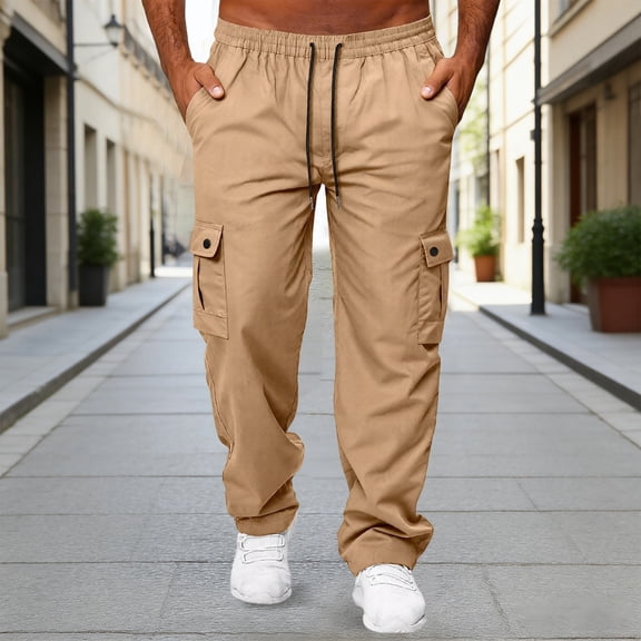 Mens Cargo Pants Relaxed Fit Straight Leg Casual Pants for Men Workout Jogging for Men Men's Sweatpants with Pockets