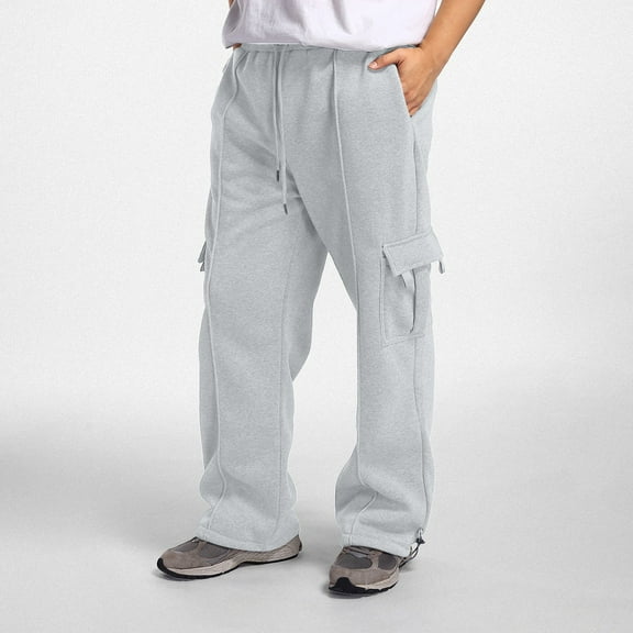 Mens Cargo Pants Relaxed Fit Straight Leg Drawstring Elastic Waist Men's Casual Pants Work Pants Men's Sweatpants with Pockets