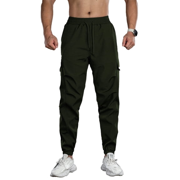 Mens Cargo Pants Relaxed Fit Straight Leg Elastic Ankle Men's Casual Pants Workout Pants Mens Joggers with Pockets