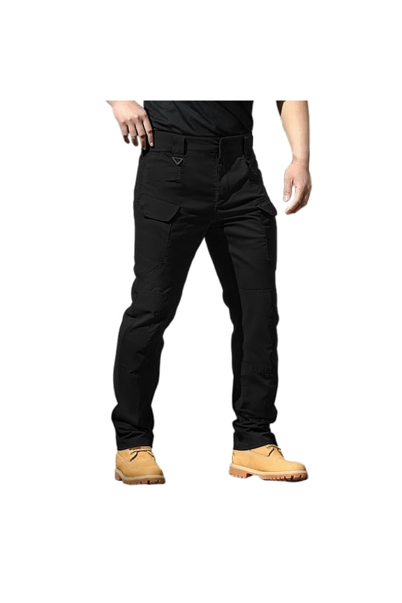 Mens Cargo Pants Relaxed Fit Summer Outdoor Pants Quick Dry Thin Fabric Big Tall Multi Pocket Trekking Straight Leg Lightweight Black S