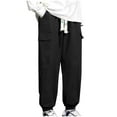 thumbnail image 1 of Mens Cargo Pants Relaxted Workout Elastic Drawstring Waist Jogger Pant Solid Work Hiking Pants with Pockets 2025, 1 of 3