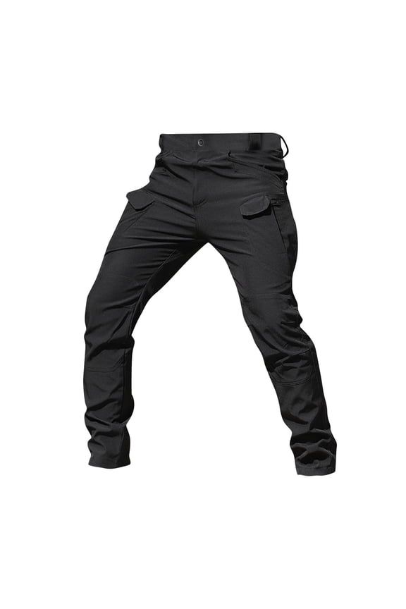 Mens Cargo Pants Ripstop Lightweight Hiking Work Pants Multi Pockets Slim Fit Waterproof Pants Black L