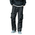 thumbnail image 1 of ZQUUVOU Mens Cargo Pants S Water Proofing Fashion Solid Casual Elastic Waist Pocket Cargo Pants Black, 1 of 9