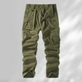thumbnail image 1 of Mens Cargo Pants Slim Fit Stretchy Blend Straight Leg Solid Color Hiking Work Trousers Army Green 40, 1 of 3