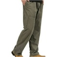 thumbnail image 1 of Men's Pants Solid Casual Pocket Outdoor Elastic Waistbelt Drawstring Trousers Work Pants Regular Straight Pant for Men, 1 of 4