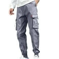thumbnail image 1 of Mens Cargo Pants Solid Casual Pocket Outdoor Elastic Waistbelt Jogger Drawstring Trousers Work Pants Regular Straight Pant Gray 3XL, 1 of 4