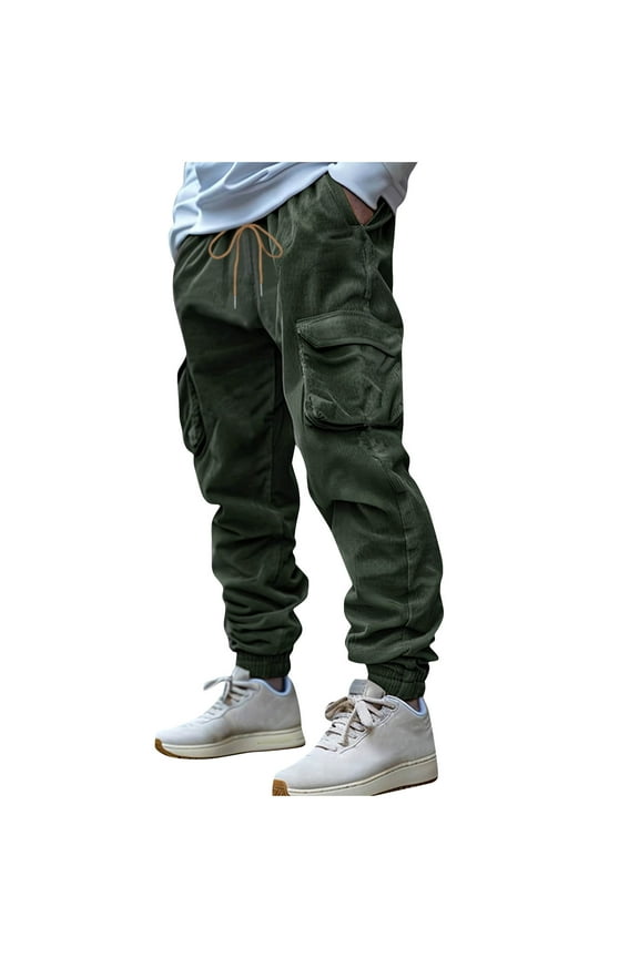 Mens Cargo Pants Sports Pants Cotton Pants Sweatpants Trousers Long Pants Olive Green