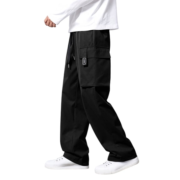 Mens Cargo Pants Stretch Casual Work Pants Droopy Fit Loose Outdoor Street Style Lightweight Spring Fall Black XXXXL