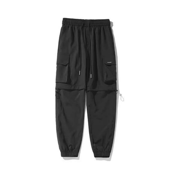Mens Cargo Pants Stretch Convertible Waterproof Windproof Hiking Pants Two In One Detachable Legs Quick Dry Lightweight Outdoor Black XXL