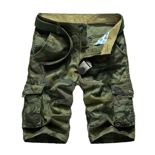 Mens Cargo Pants Stretch Sweatpants Casual Mid Waist Short Cargo