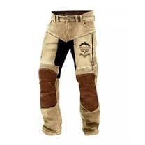 Mens Cargo Pants Stretch Vintage Cotton Cargo Pants Zipper Pockets Motorcycle Outdoor Casual Fit Spring Fall Trousers Khaki XL