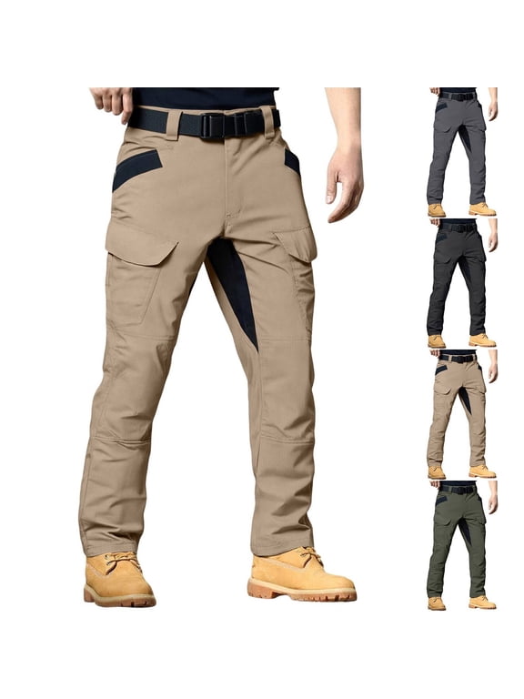 Mens Cargo Pants Ripstop Combat Trousers Lightweight Outdoor Work Hiking Pants Khaki S