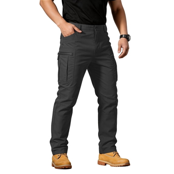 Mens Cargo Pants Water Resistant Relaxed Fit Hiking Work Pants Multi Pockets Ripstop Baggy Tactical Pant, 3XL