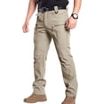 thumbnail image 1 of Mens Cargo Pants Water Resistant Relaxed Fit Hiking Work Pants Multi Pockets Ripstop Flex Baggy Camo Tactical Pant Khaki S, 1 of 9