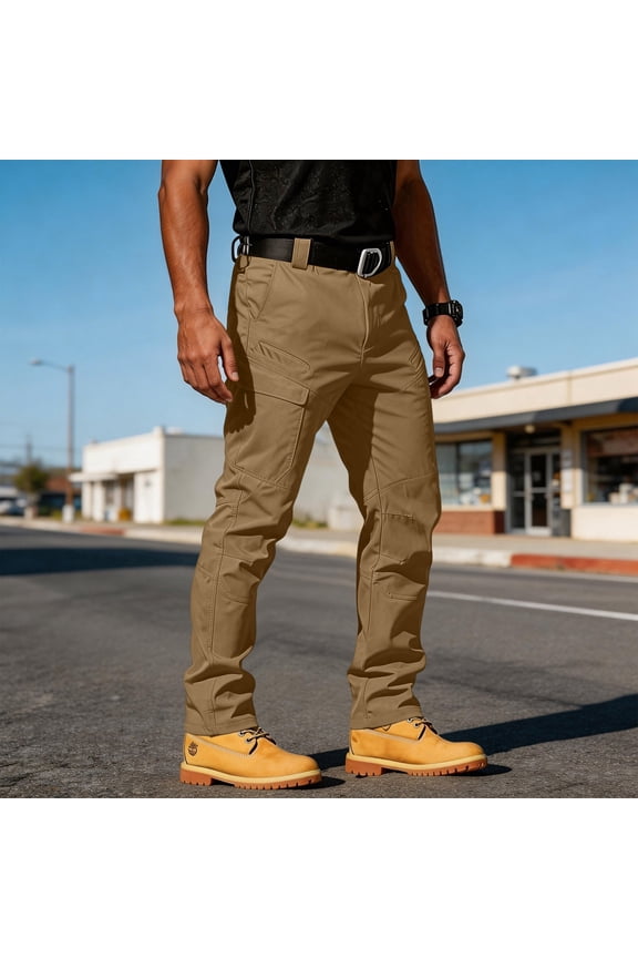 Mens Cargo Pants Water Resistant Relaxed Fit Hiking Work Pants Multi Pockets Ripstop Flex Baggy Camo Tactical Pant