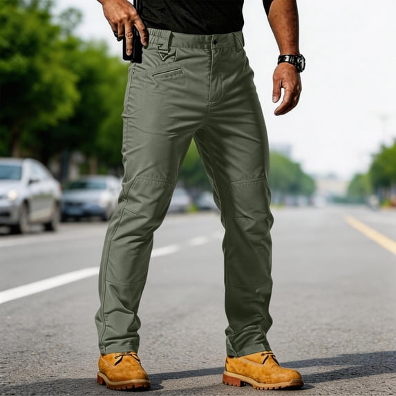 Mens Cargo Pants Water Resistant Relaxed Fit Hiking Work Pants Multi Pockets Ripstop Flex Baggy Tactical Pant Army Green S