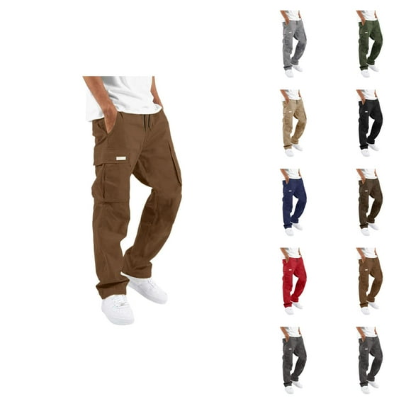 Mens Cargo Pants for Work and Casual, Cotton Utility Trousers with Pockets, Style Work Pants for Men, Comfortable Fit for Hiking, Outdoor or Construction Use S-5XL, Black
