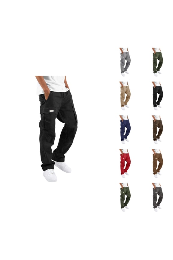 Mens Cargo Pants for Work and Casual, Cotton Utility Trousers with Pockets, Tactical Style Work Pants for Men, Comfortable Fit for Hiking, Outdoor or Construction Use S-5XL, Black