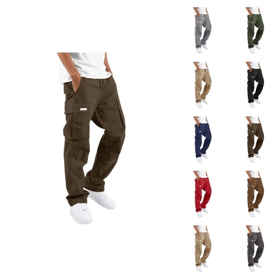 Mens Cargo Pants for Work and Casual, Cotton Utility Trousers with Pockets, Style Work Pants for Men, Comfortable Fit for Hiking, Outdoor or Construction Use S-5XL, Black