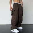 thumbnail image 1 of Mens Cargo Parachute Pants Streetwear Vintage Y2K Hip Hop Wide Leg Sweatpants, 1 of 9
