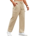thumbnail image 1 of Mens Cargo Relaxed Fit Cotton Drawstring Sweatpants with Pockets(Black,L), 1 of 5