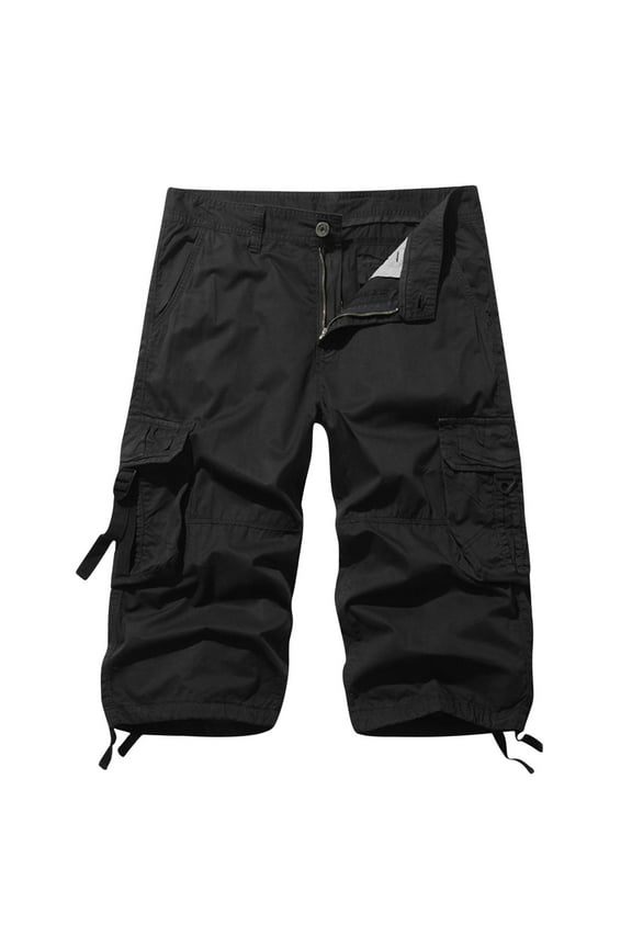 Mens Cargo Shorts 3/4 Relaxted Fit Capri Pants Below Knee Short