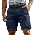 thumbnail image 1 of Mens Cargo Shorts 7 Inch Inseam Elastic Waist Stretch Work Shorts Relaxed Fit Hiking Chino Short Multi Pockets Navy S, 1 of 5