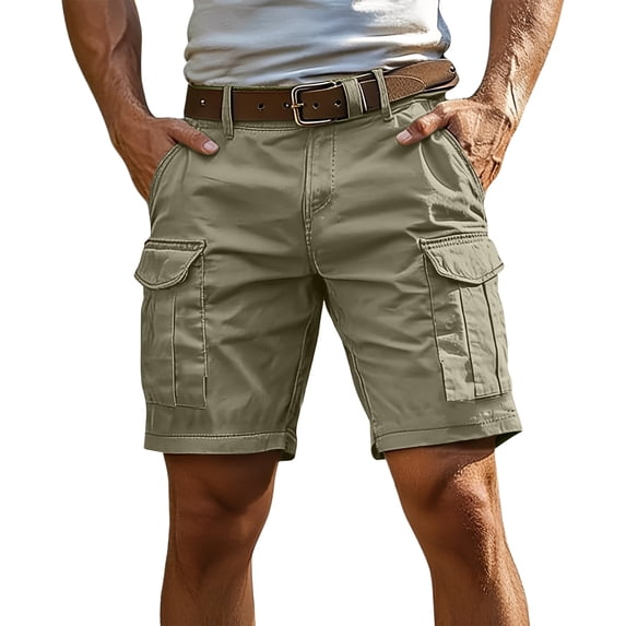 Mens Cargo Shorts 7 Inch Inseam Elastic Waist Stretch Work Shorts Relaxed Fit Hiking Chino Short Multi Pockets
