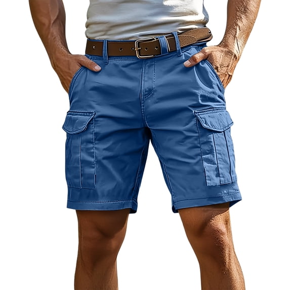 Mens Cargo Shorts 7 Inch Inseam Elastic Waist Stretch Work Shorts Relaxed Fit Hiking Chino Short Multi Pockets