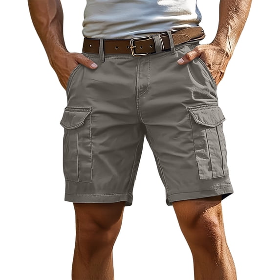 Mens Cargo Shorts 7 Inch Inseam Elastic Waist Stretch Work Shorts Relaxed Fit Hiking Chino Short Multi Pockets