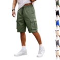 thumbnail image 1 of Mens Cargo Shorts Big and Tall Drawstring Elastic Waist Athletic Hiking Shorts Lightweight Bermuda Short with Pockets Army Green M, 1 of 9