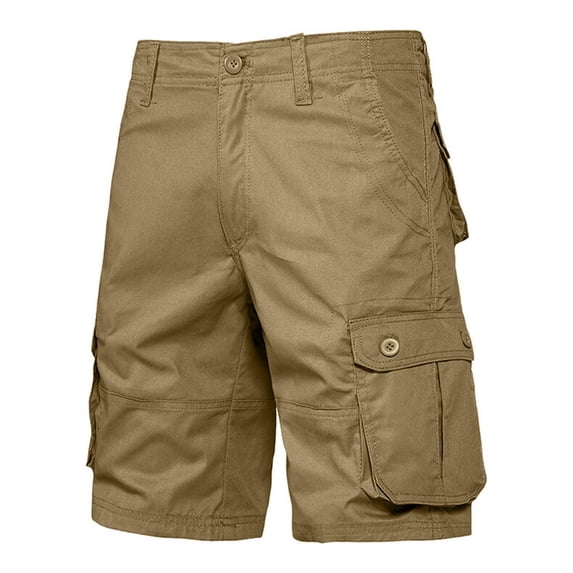 Mens Cargo Shorts Button Straight Leg Loose Outdoor Active Hiking Knee Length Cargo Shorts with Multi Pockets