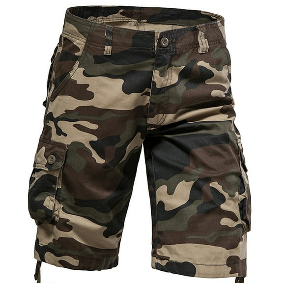 ZKCCNUK Mens Cargo Shorts Camouflage Work Shorts Mid-waist Multi-pocket Five-piece Pants Casual Pants Sports Pants Shorts Pants S-2XL