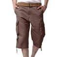 thumbnail image 1 of Mens Cargo Shorts Capris Pants Cotton Ripstop Straight Leg Below Knee Twill Casual Summer Long Shorts with Muti Pocket Coffee, 1 of 8